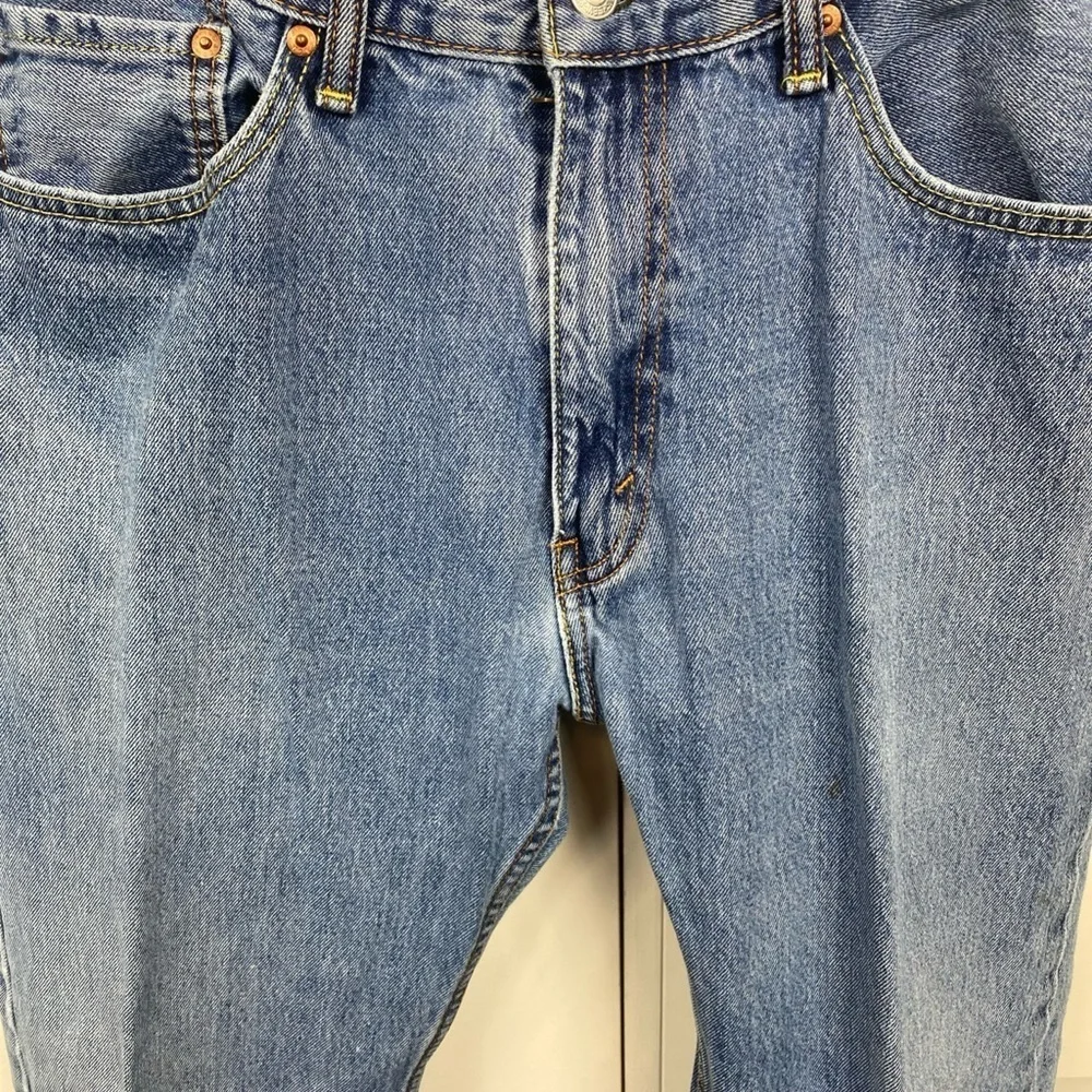 LEVI'S 505 Regular Fit Straight Leg Jeans Men 36x30 Medium Wash Stretch Denim